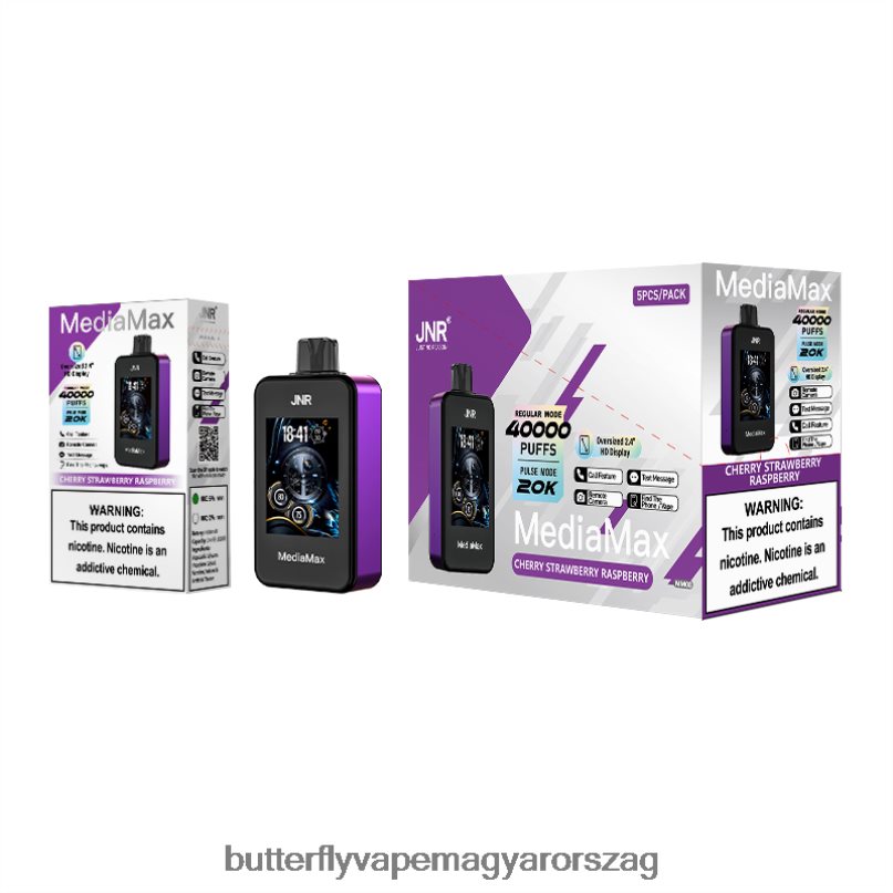 2R6BNZ14 JNR MediaMax 40k puff cseresznye eper málna - Vape Outlet