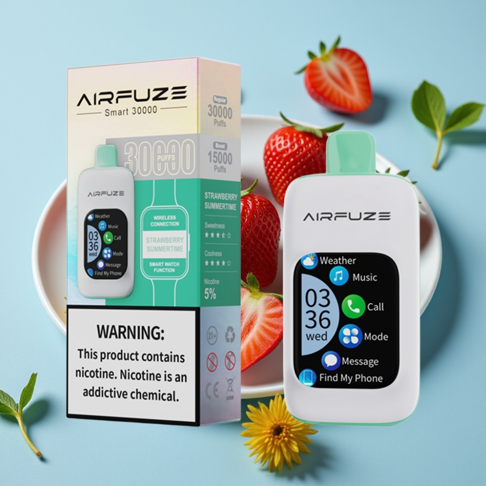 AirFuze Smart 30000 Puff Eldobható Eper Nyári Idők TFT Érintőképernyős Type-C