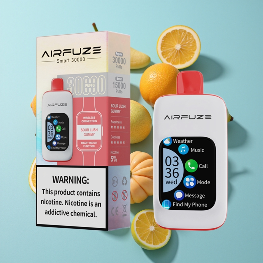 AirFuze Smart 30000 Puffs Disposable Pod Szeszáj Lush Gummy 5% nikotin 900mAh Type-C kijelzős